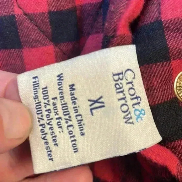 Croft & Barrow women high collar zipper closure reversible Sherpa buffalo print - Picture 6 of 9